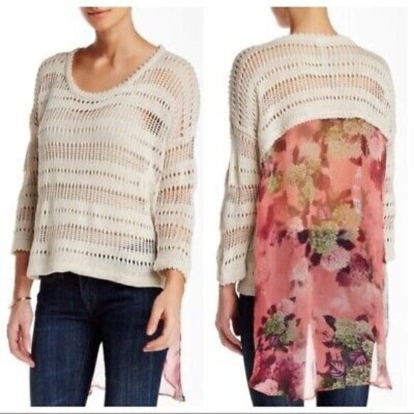 Aratta Silent Journey Women's Love Memory Sweater Size M Silk & Knit Floral Top - Picture 1 of 8